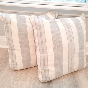 2 Accent Pillows - 16x16 White/Grey/Light Blue